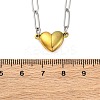 304 Stainless Steel Double-Sided Magnetic Heart Pendant Paperclip Chain Necklaces NJEW-U028-02G-5