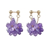 Flower Brass Resin Dangle Stud Earrings EJEW-TA00778-01-2