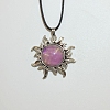 Sun Alloy Violet Glass Pendant Waxed Cord Necklaces for Women FS-WG57C35-06-2