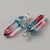 Glass Double Terminal Pointed Pendants LS-G-WH0016-41A-2