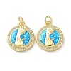 Brass Micro Pave Clear Cubic Zirconia Pendants KK-C045-05G-1