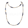 Round Natural Lapis Lazuli & Synthetic Howlite Beaded Wrap Long Necklaces NJEW-JN05907-02-9