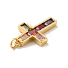 Cross Brass Micro Pave Colorful Cubic Zirconia Pendants KK-G419-29G-4