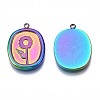 Rack Plating Rainbow Color 304 Stainless Steel Cabochon Settings for Enamel STAS-N098-032-3