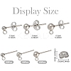100Pcs 3 Styles Original Color 304 Stainless Steel Ball Post Stud Earring Findings STAS-YW0003-06-3