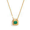 304 Stainless Steel Rhinestone Rectangle with Oval Pendant Necklaces KL1380-2-3