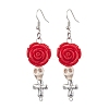 Resin and Synthetic Turquoise Dangle Earrings EJEW-JE06012-S-1
