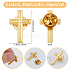 50Pcs 2 Colors Religion Corss Alloy Lapel Pin Backs JEWB-FH0002-49-2
