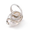 Natural Pearl Nugget with Cubic Zirconia Leaf Open Cuff Ring RJEW-P033-02P-02A-4