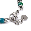 Synthetic Chrysocolla & Synthetic Hematite Round Beaded Bracelet BJEW-P339-02P-04-3