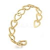 Ion Plating(IP) 304 Stainless Steel Heart Open Cuff Bangle for Women BJEW-L682-001G-3