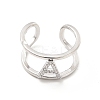 Clear Cubic Zirconia Initial Letter Open Cuff Ring RJEW-A012-01P-A-1