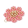 Glass Seed Beaded Flower Pendants PALLOY-MZ01181-03-4
