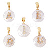 5Pcs 5 Styles Natural Cultured Freshwater Pearl Nuggets with Letter Pendants KK-TA0002-37-3