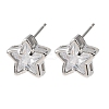 Brass Micro Pave Clear Cubic Zirconia Stud Earrings EJEW-C174-02C-P-4