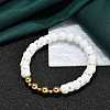 Ion Plating(IP) 304 Stainless Steel & Round Glass Beaded Stretch Bracelets for Women Men BJEW-M046-05G-1