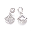 Brass Micro Pave Clear Cubic Zirconia European Dangle Charms ZIRC-I036-20P-1