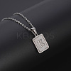 Rectangle Stainless Steel Pave Natural White Shell Pendant Necklaces FS-WG3D812-05-1