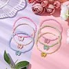 6Pcs 6 Colors ButterflyAlloy Enamel Charm Bracelets BJEW-JB10283-5