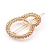 Alloy Hollow Geometric Gemstone Beads Hair Barrettes PHAR-JH00075-03-2