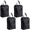4Pcs Rectangle Polyester Fabric Waterproof Shoes Storage Zipper Bags with Imitation Leather Handle ABAG-GF0001-31-1