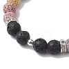 8mm Round 7-Color Natural Lava Rock & Shell Pearl Beaded Stretch Bracelets BJEW-JB10329-01-4