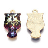 Rack Plating Alloy Enamel Pendants ENAM-N055-176F-1