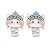 Peking Opera Cat Alloy Enamel Cabochons AL-CBA1A6F-04KCG-C-1