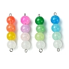 Gradient Color Round Glass Beaded Connector Charms PALLOY-JF02805-1