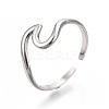 Non-Tarnish 304 Stainless Steel Sea Wave Cuff Rings LS-X-RJEW-N038-115P-1