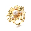 304 Stainless Steel Flower Open Cuff Rings for Women STAS-Z108-04G-4