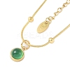 Flat Round 304 Stainless Steel with Natural Green Aventurine Pendant Necklaces for Women NJEW-G136-01G-1