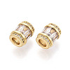 Brass Micro Pave Cubic Zirconia Beads KK-P237-02G-2