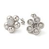 Flower Rack Plating Brass Micro Pave Cubic Zirconia Stud Earrings for Women EJEW-O001-06P-2