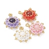 8Pcs 8 Colors Natural Carnelian & Mashan Jade & Amethyst & Malaysia Jade with Glass Seed Beaded Pendants PALLOY-MZ01275-2