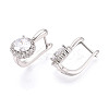 Brass Micro Pave Clear Cubic Zirconia Flat Round Hoop Earrings EJEW-T048-30P-2