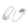 304 Stainless Steel & Plastic Imitation Pearl Safety Pin Hoop Earrings for Women EJEW-C096-05P-2
