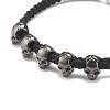 Skull Alloy Braided Bead Bracelet BJEW-JB07861-01-3