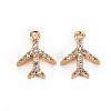 Brass Micro Pave Clear Cubic Zirconia Charms KK-S360-122-NF-1