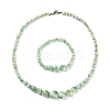 Natural Glass Round Beads Bracelets & Necklaces Sets SJEW-L132-18-1