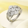 Textured Rhombus 304 Stainless Steel Finger Ring for Women RJEW-L126-06B-P-1