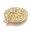 Hammered Brass Micro Pave Clear Cubic Zirconia Pendants ZIRC-Z003-16G-2