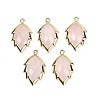 Natural Rose Quartz Faceted Leaf Pendants G-I375-04G-05-1