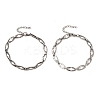 2Pcs 2 Styles 304 Stainless Steel Hollow Cross-Linked Chain Bracelets for Couple BJEW-JB12294-2