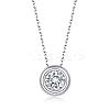 Anti-Tarnish Rhodium Plated 925 Sterling Silver Pave Crystal Moissanite Rhinestone Flat Round Multi-Strand Links STER-U003-05P-1