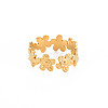 Ion Plating(IP) 304 Stainless Steel Flower Wrap Open Cuff Ring for Women RJEW-S405-173G-2