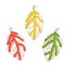 3Pcs 3 Colors Handmade Glass Seed Beaded Leaf Shape Pendants PALLOY-MZ00935-1