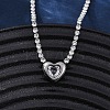 304 Stainless Steel Clear Cubic Zirconia Heart Pendant Necklaces for Women NJEW-Z044-15P-02-2