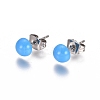 Spray Paint 304 Stainless Steel Stud Earrings EJEW-L215-56E-P-1
