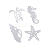 Custom Tortoise & Sea Horse & Starfish & Conch Shape Waterproof PVC Laser Adhesive Stickers DIY-WH0256-005-2